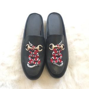 Snake horsebit mule loafers